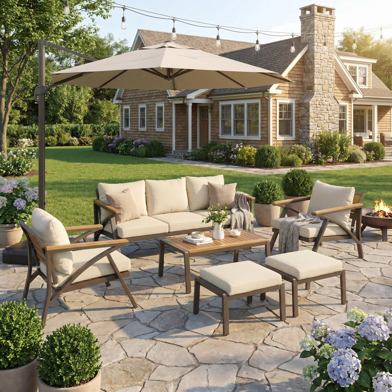 Ensemble de 6 meubles de patio extérieur, ensemble de canapé à structure en acier avec table basse, ensemble de conversation pour terrasse, jardin, bord de piscine