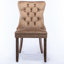 Chaise de salle à manger en velours, 2, kaki Sw2001kk - structure en bois massif, dossier haut, élégants rivets décoratifs à haut dossier, pieds