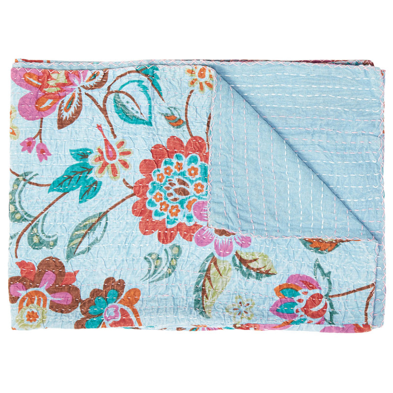 Kantha Quilted Throw Blanket