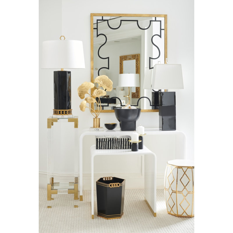 White Gloss and Metallic Gold Ceramic Garden Stool