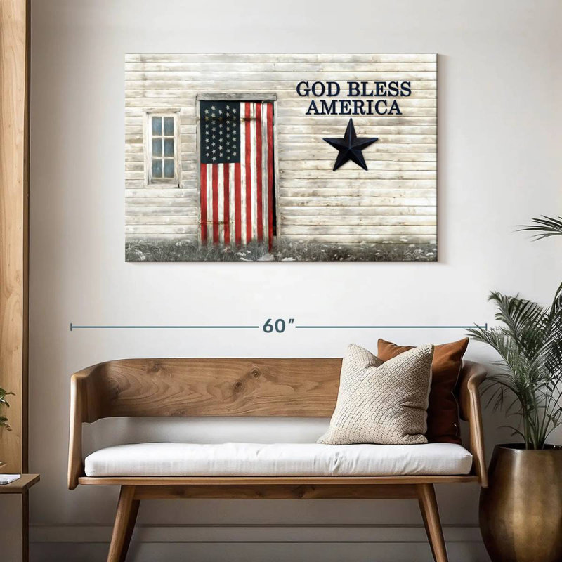 Borges God Bless American Flag, 30" H x 45" W
