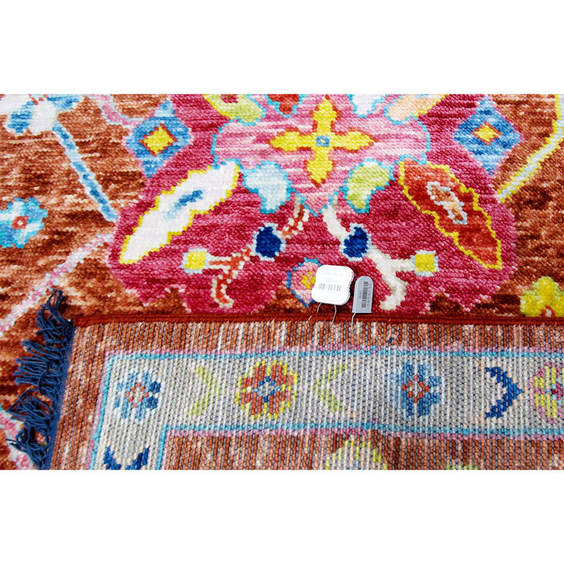 Hand-Knotted High-Quality Red and Red Area Rug, Rectangle 9' x 12'