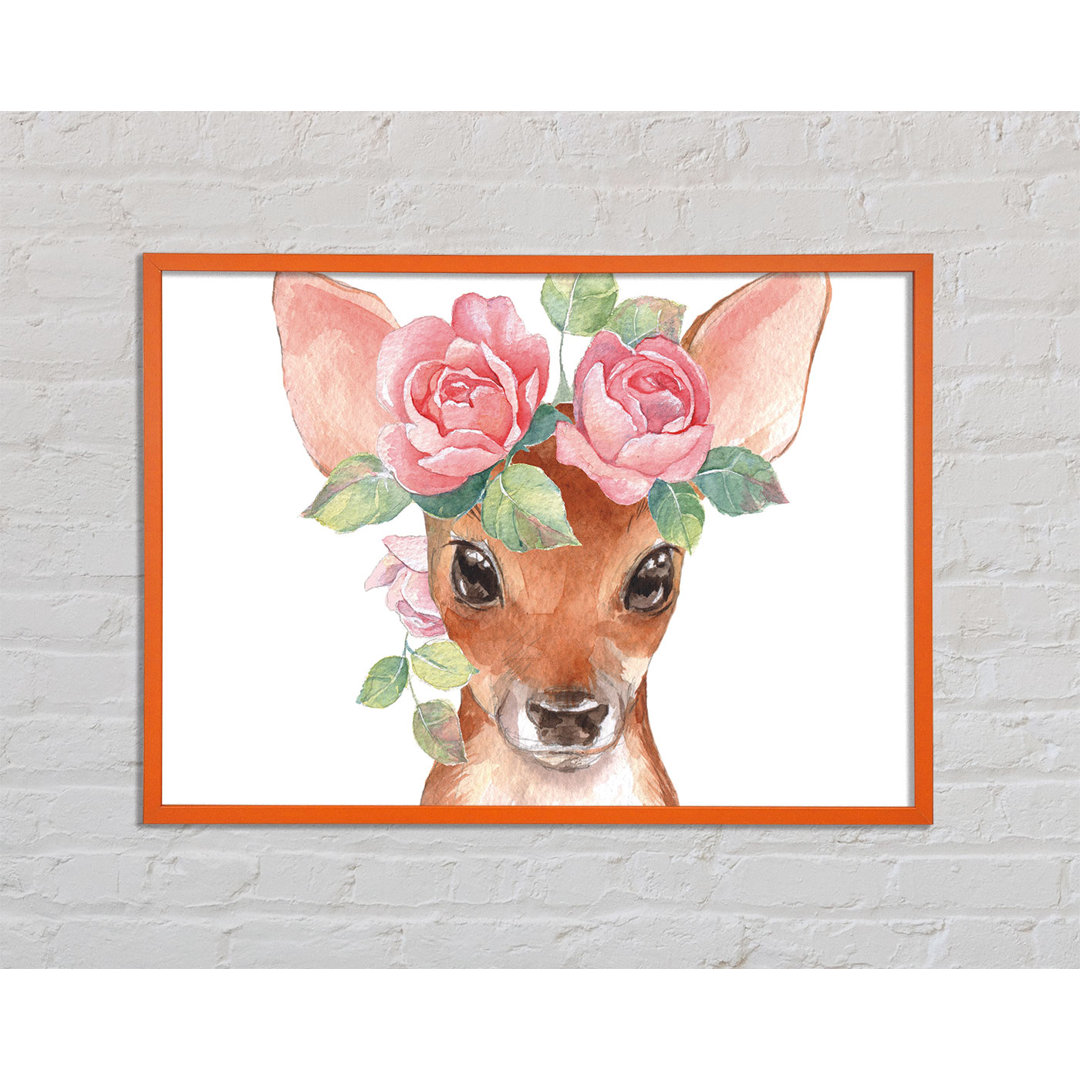 Water Colour Floral Deer - Einzelner Bilderrahmen Kunstdrucke