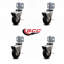 3 Inch Bright Chrome Neoprene Rubber Casters with Brakes – Side Brackets - Set 4/SCC-GR03S310-NPRB-BC-B-71678-4-CB180-4