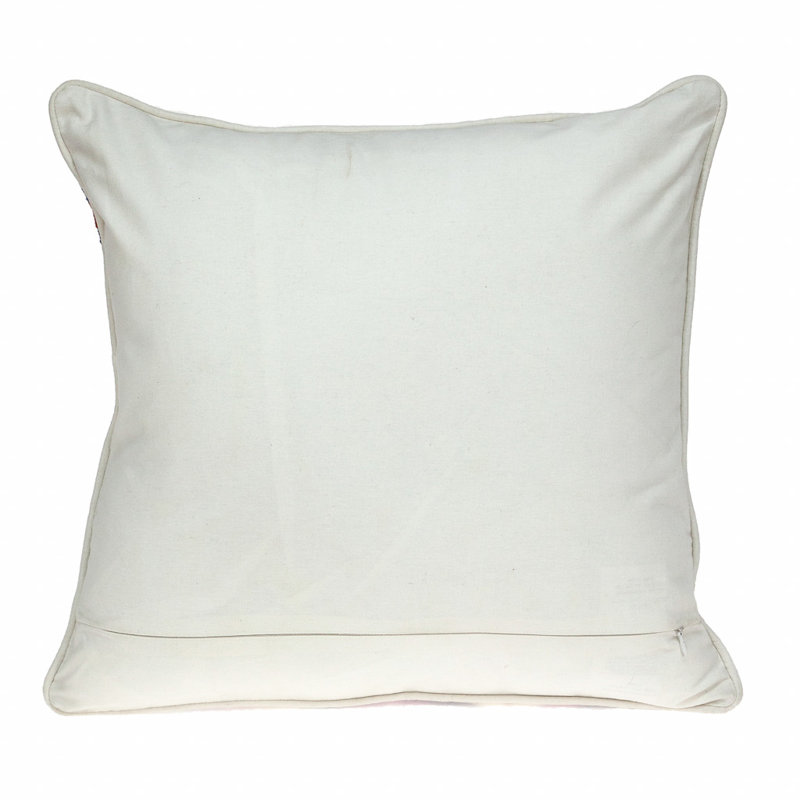 20" Multicolor Geometric Embroidered Cotton Throw Pillow