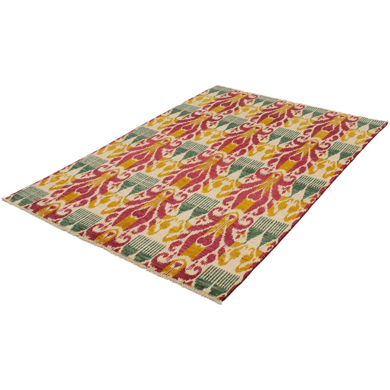 Tapis décoratif en laine noué à la main de conception unique 6 pi x 9 pi 1 po Beshore New Age