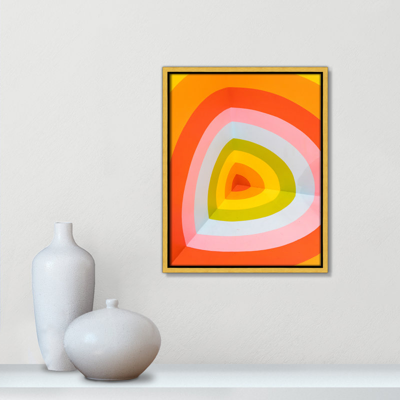 Imprimé Sherbet Bullseye par Jason Leung, H 15,5 po x l 12,5 po x P 2 po, Cadre flottant doré, Pas de tapis