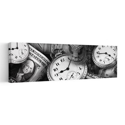 Horloges et billets d'un dollar, art contemporain abstrait