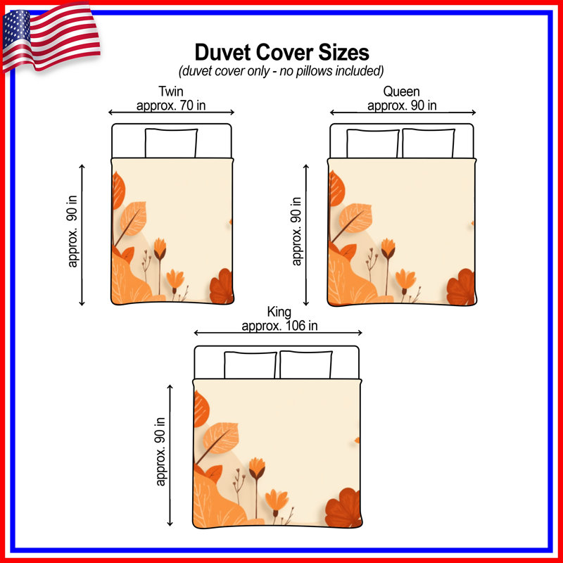 Housses de couette Autumn Foliage Illustration, Queen