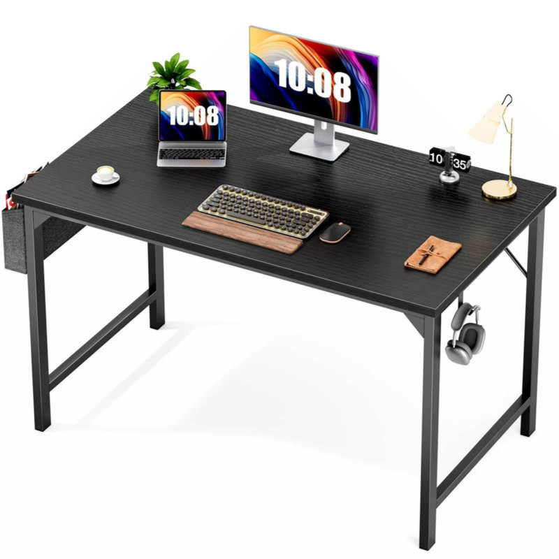 Modern Simple Style Wooden Work Office Desks with Storage, 29.8" H x 31.5" W x 19.7" D, Black