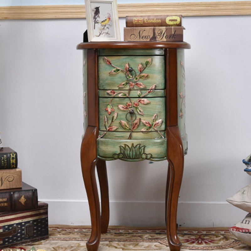 Green Solid Wood End Table