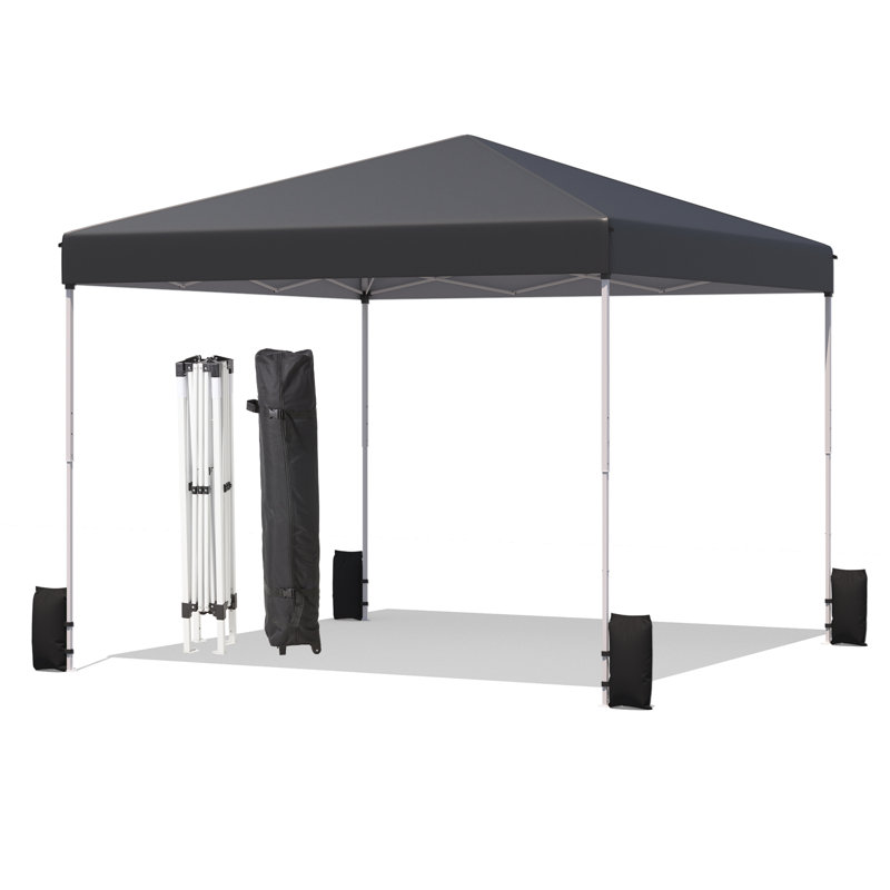 10' X 10' Pop Up Canopy Tent, Easy Outdoor Sun Shade, Portable Shelter Gazebo For Events, Black, Black