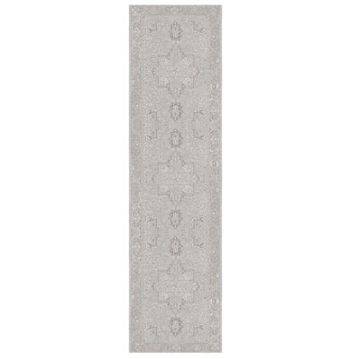 Gray Oriental Polyester Soft Touch Machine Woven Decorative Area Rug