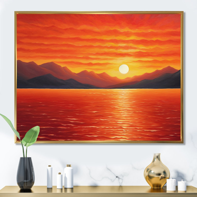 Orange jaune doré, coucher de soleil II - lever de soleil, impression d'art mural, H 30 po x l 40 po x P 1,5 po