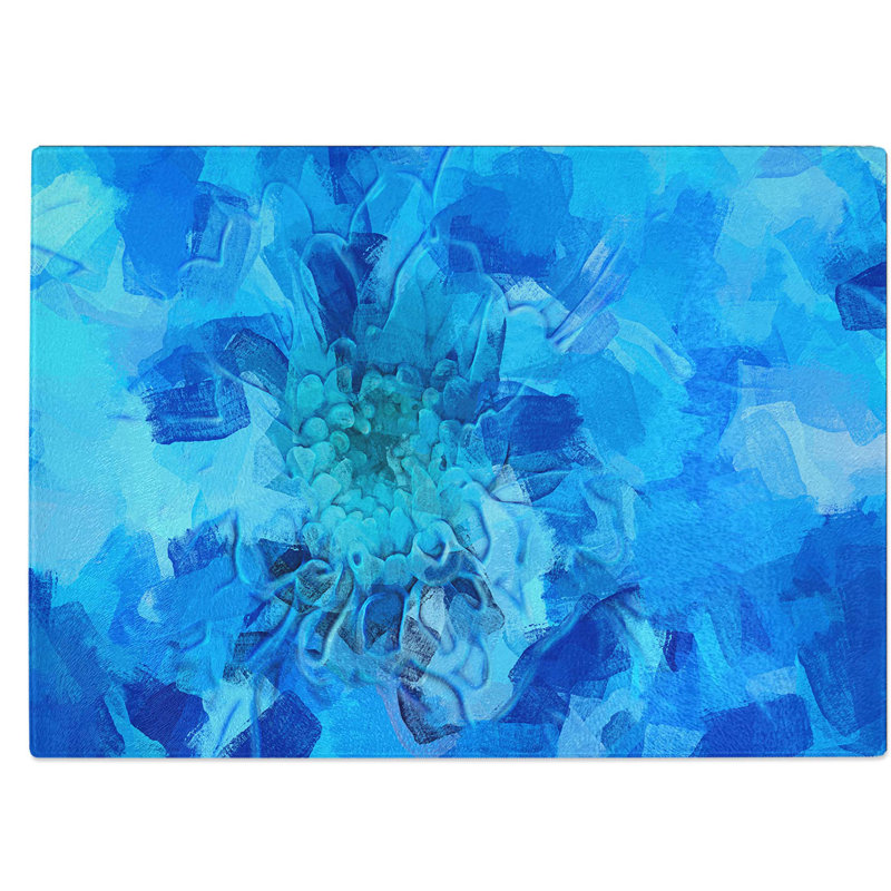 Tempered Glass Dahlia Flower Chopping Board, 39 cm W x 28.5 cm L