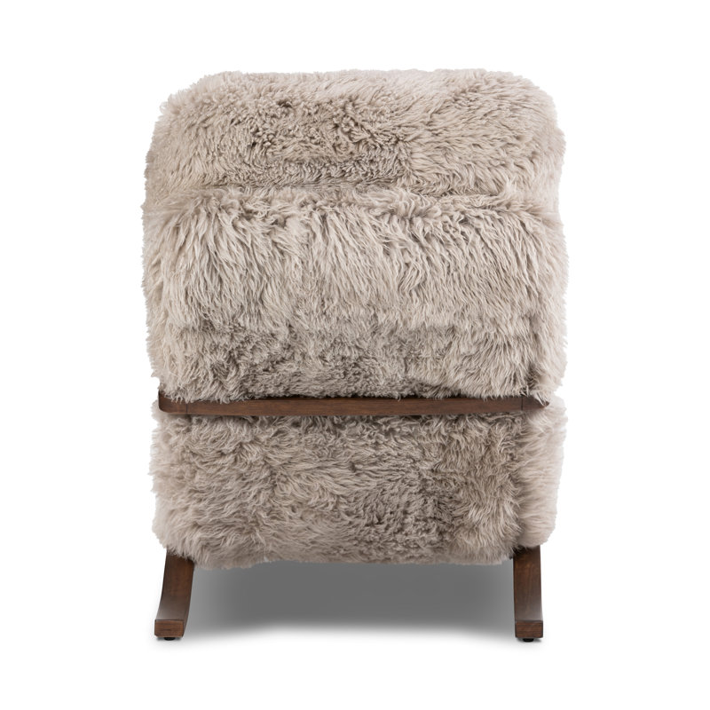 Tobin Armchair, Terra Brown Parawood, Taupe Mongolian Fur