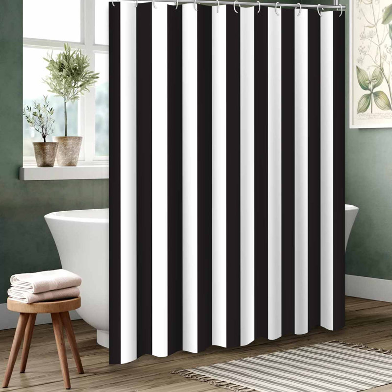 Rideau de douche noir imperméable, rideaux de douche pour la salle de bain avec 12 crochets, 72" L x 72" W