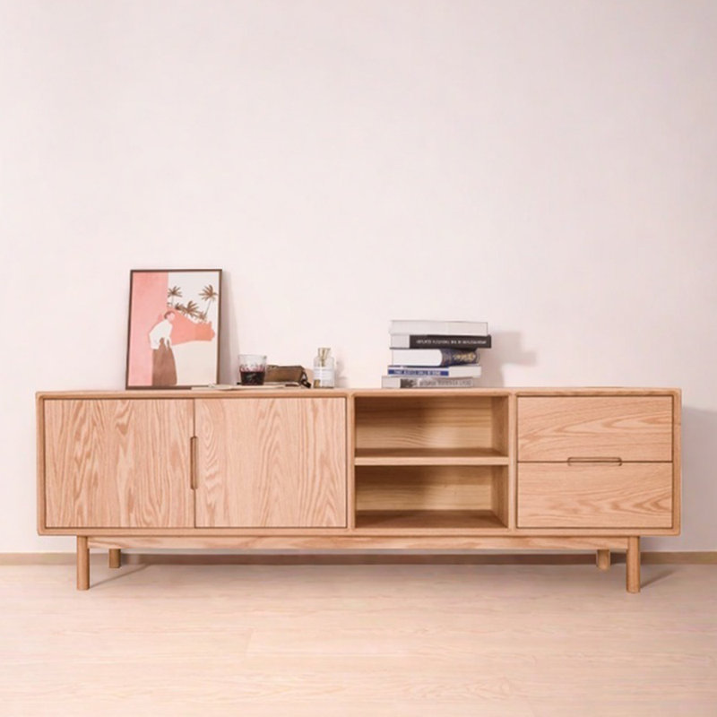 Meuble télé en bois massif, 70.86"