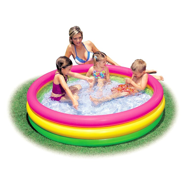 Intex Rainbow Ombre Inflatable Swimming Pool W/Multi-Colored Fun Ballz, 100  Pack