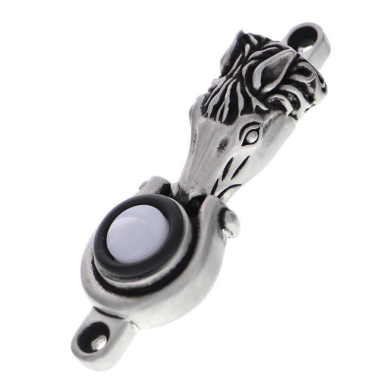 Equestre Push Button Doorbell, Antique Silver