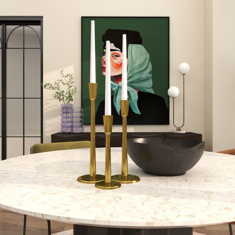 Aluminum Tabletop Candlestick, Gold