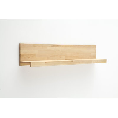 Aine Beech Solid Wood Floating Shelf with Adjustable Shelves