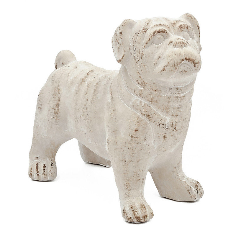 Figurine bouledogue debout 8,5 x 4,5 x 8,1 po avec finition beige naturel