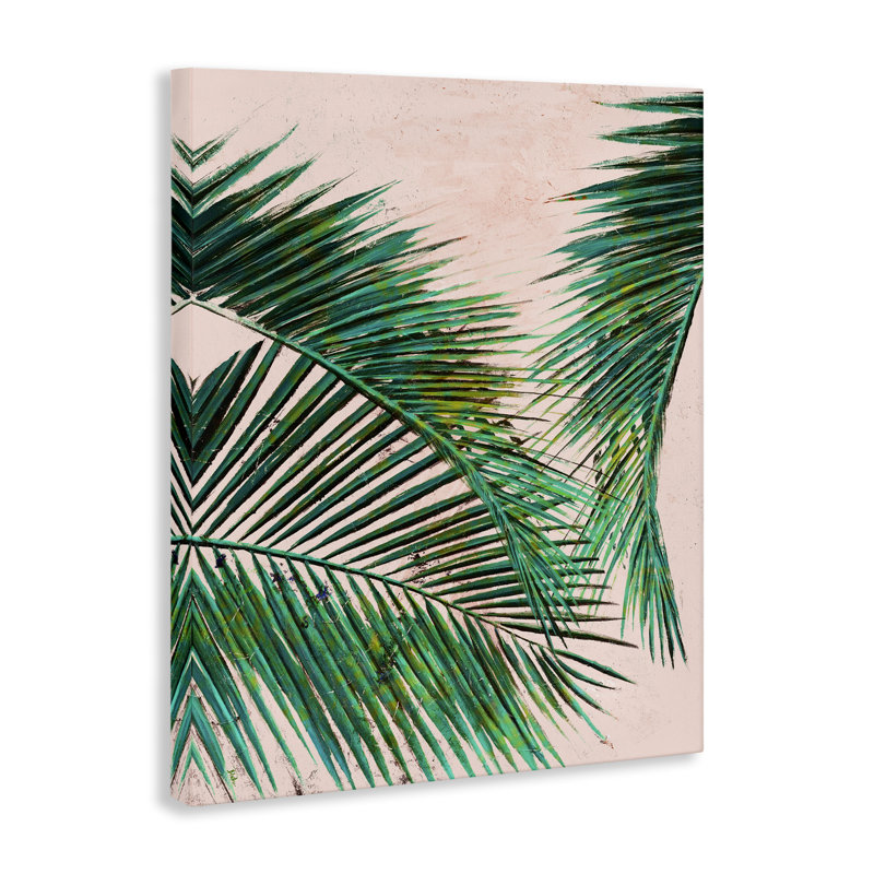 "Flowing Palms" sur toile rose par Patricia Pinto, H 20 po x l 16 po