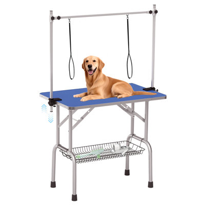 36-Inch Adjustable Dog Grooming Table With Arm, Noose, And Mesh Tray