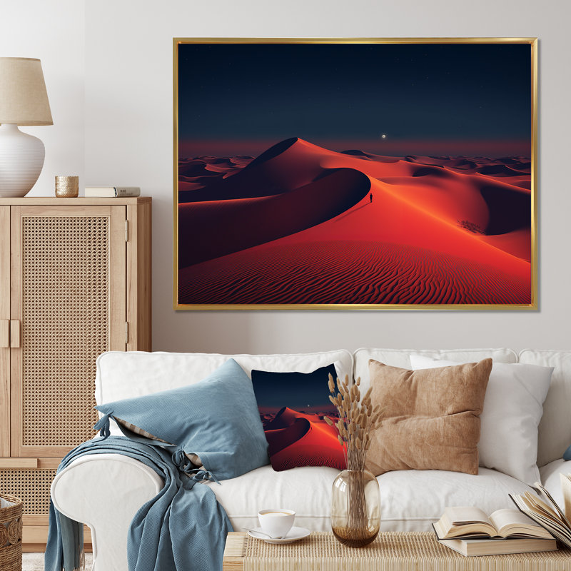 Red Desert Twilight Photo II - art mural désert, Cadre d'angle fermé noir, H 34 po x l 44 po x P 1,5 po