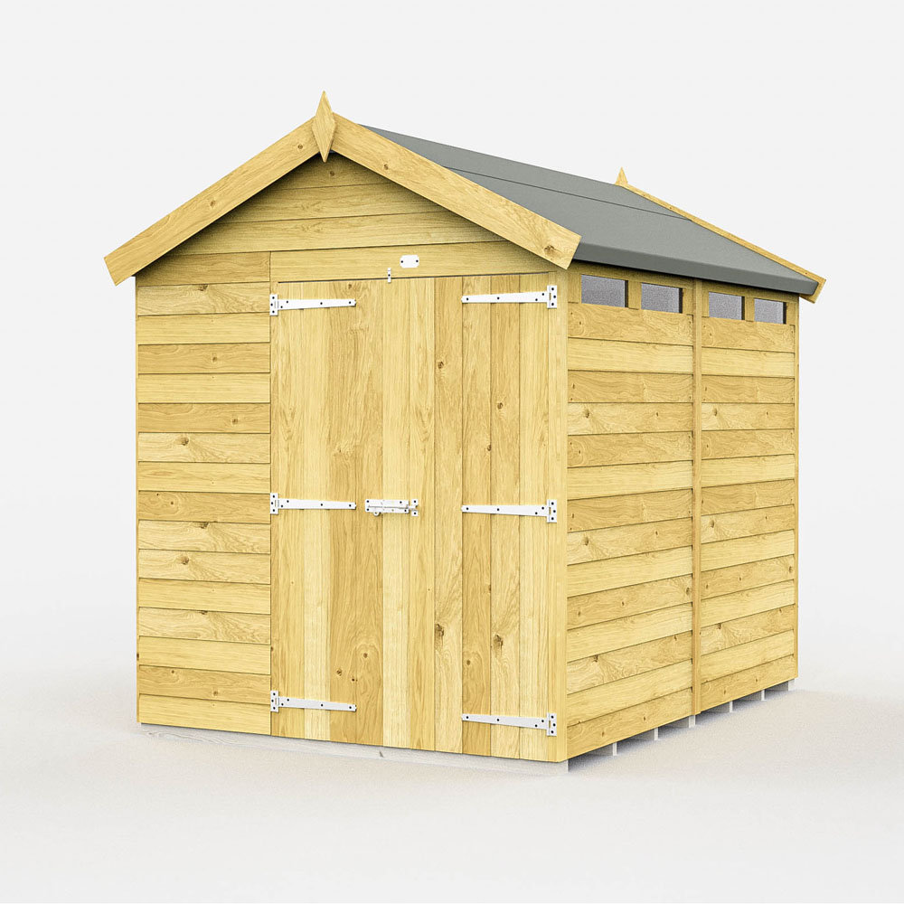 7ft x 8ft Apex Security Shed - Double Door