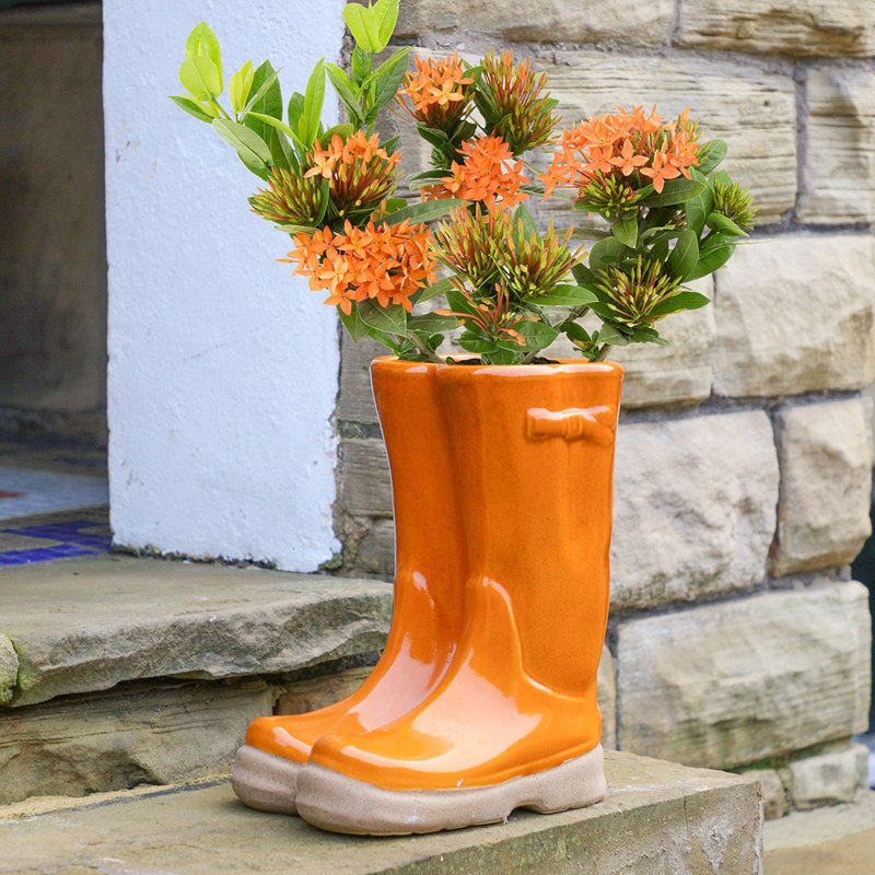 Carlson Ceramic Pot Planter, Orange , 29.5cm H x 24cm W x 16cm D