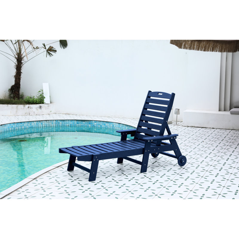 5 Outdoor Chaise Lounge, , With Wheels & Cup Holder, Weather , For Pool, Deck, Poolside Oversized Lounge Chair 5 Positions, Patio Poolside,