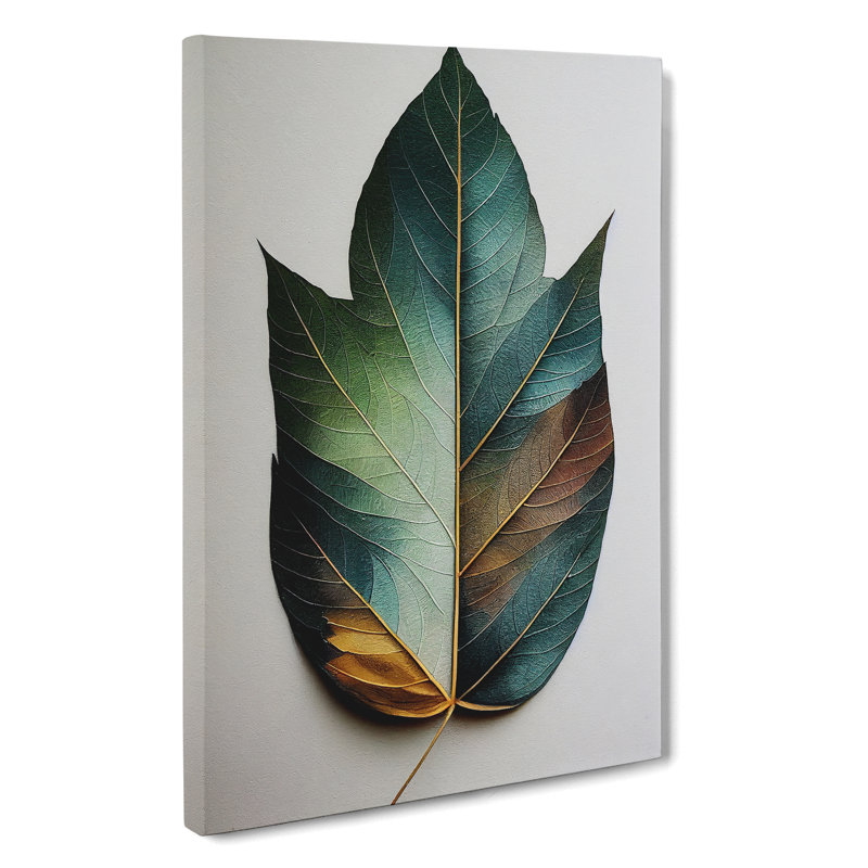 Painted Leaf No.2 - Wrapped Canvas, 50cm H x 35cm W x 3cm D