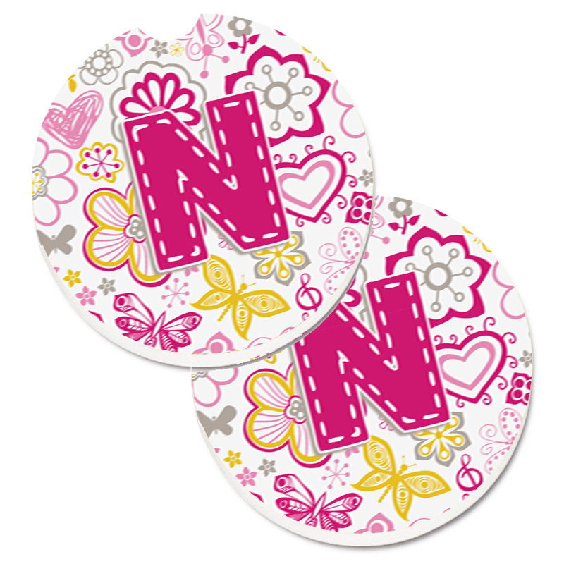 Sous-verre à fleurs et voitures papillons, N, Rose