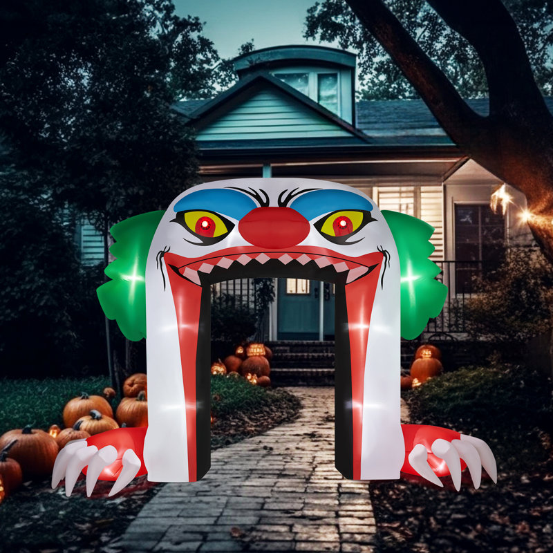 Décorations d'Halloween gonflables 9,8 pi Clown Archway