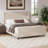 50.7'' High Headboard Corduroy Upholstered Bed Frame With Vertical Stripe Wingback And High Footboard No Box Spring Needed-105504222-105504223