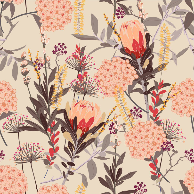 Panneau de papier peint fleurs exotiques L 10,4 pi x l 125 po