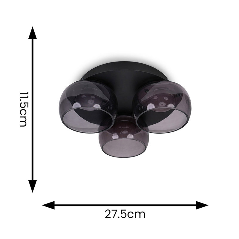 Couvertier Glass LED Flush Mount, Smoked, Matte Black