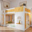 Lit superposé avec tablettes de rangement, fenêtre et 2 portes-537514259