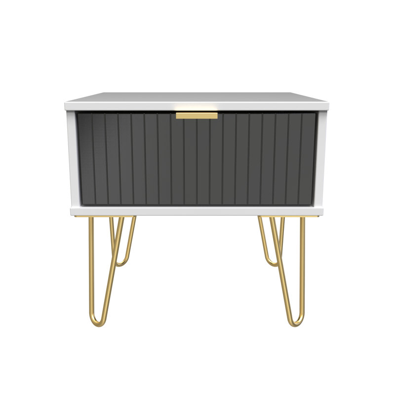 Beranda 45cm W Manufactured Wood Bedside Table, Deep Black/White