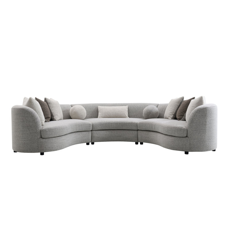 Ivria Gray Boucle Sectional Sofa W/9 Pillows