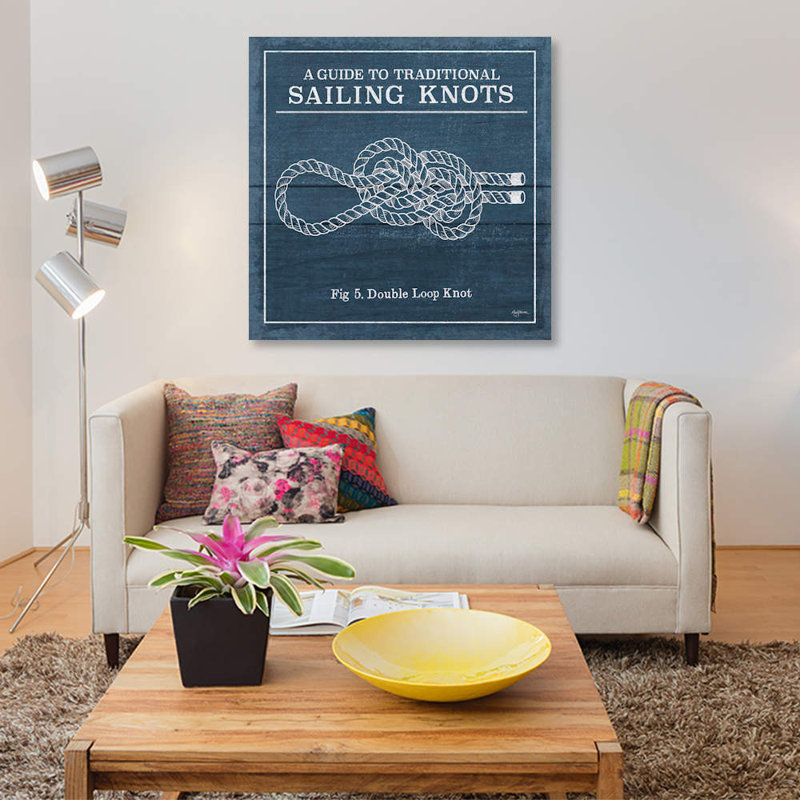 «Vintage Sailing Knots V», art textuel sur toile, H 12 po x l 12 po x P 0,75 po, Toile tendue, Pas de tapis
