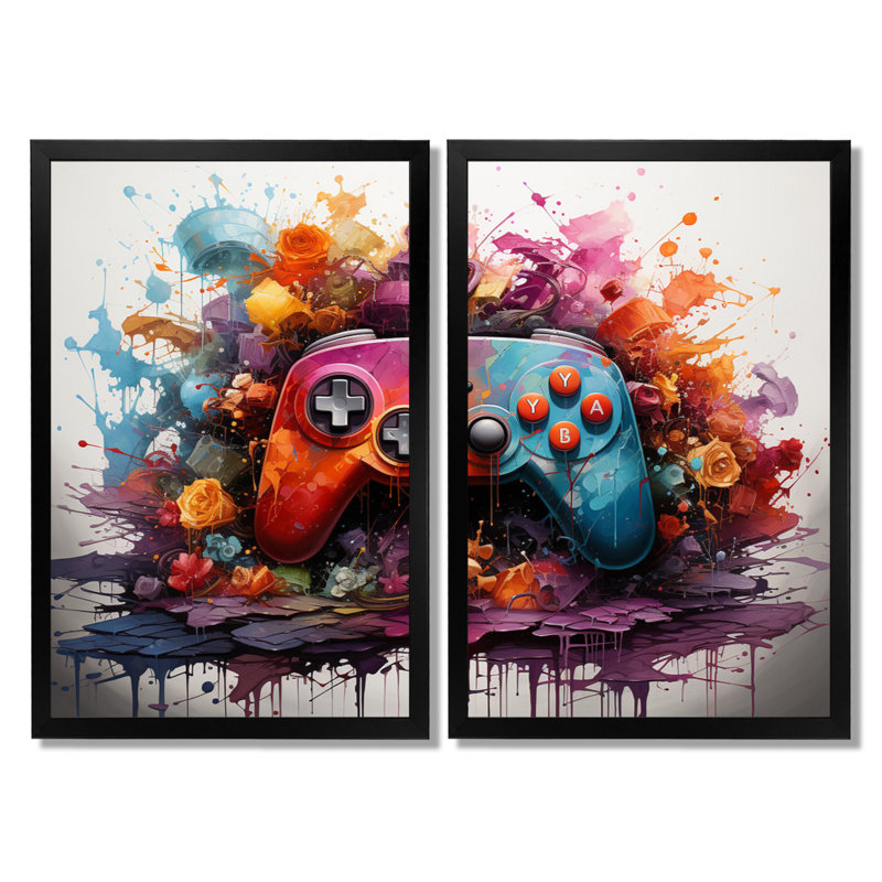 Art graphique sur toile Neon, Picture Framed Print, H 48 po x l 36 po, Noir