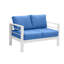 Ensemble de conversation avec canapé en aluminium toutes saisons 4 pièces avec coussins et table basse Ebern Designs - Gris foncé-1268291719-1268291718