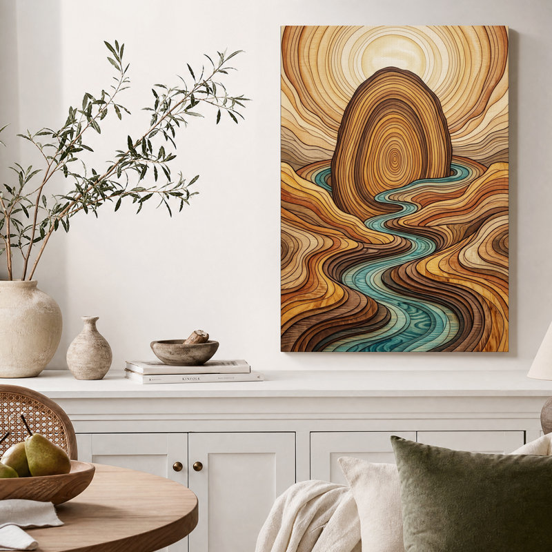 Toile murale représentant une formation rocheuse stratifiée et une rivière turquoise, 24"H x 18"W