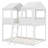 Wood Bunk Bed With Roof, Window, Guardrail, Ladder-557742603