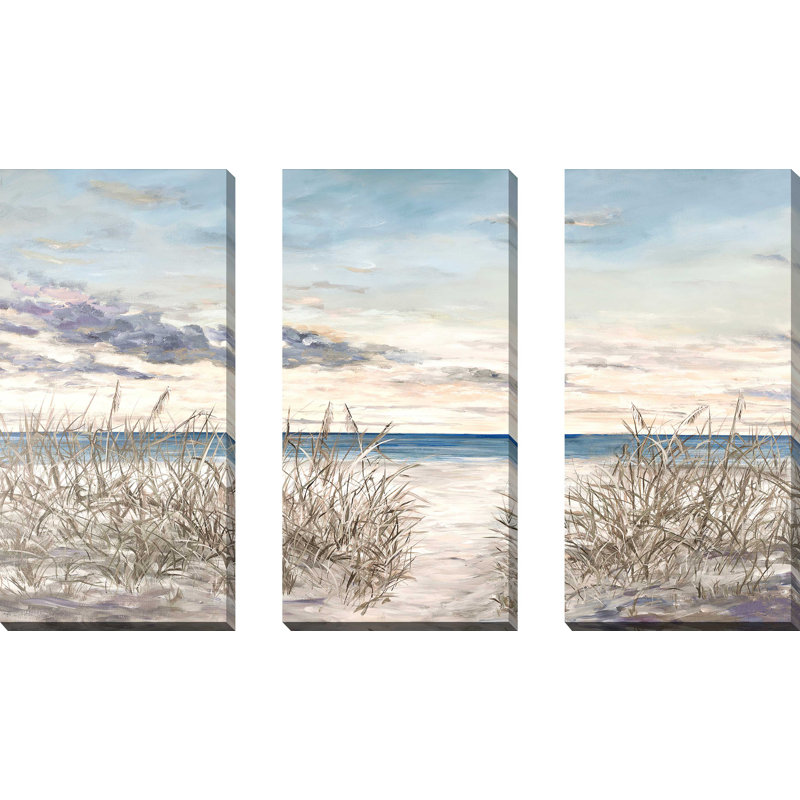 «Peaceful Beaches», reproduction sur toile 3 pièces, H 32 po x l 48 po x P 1 po