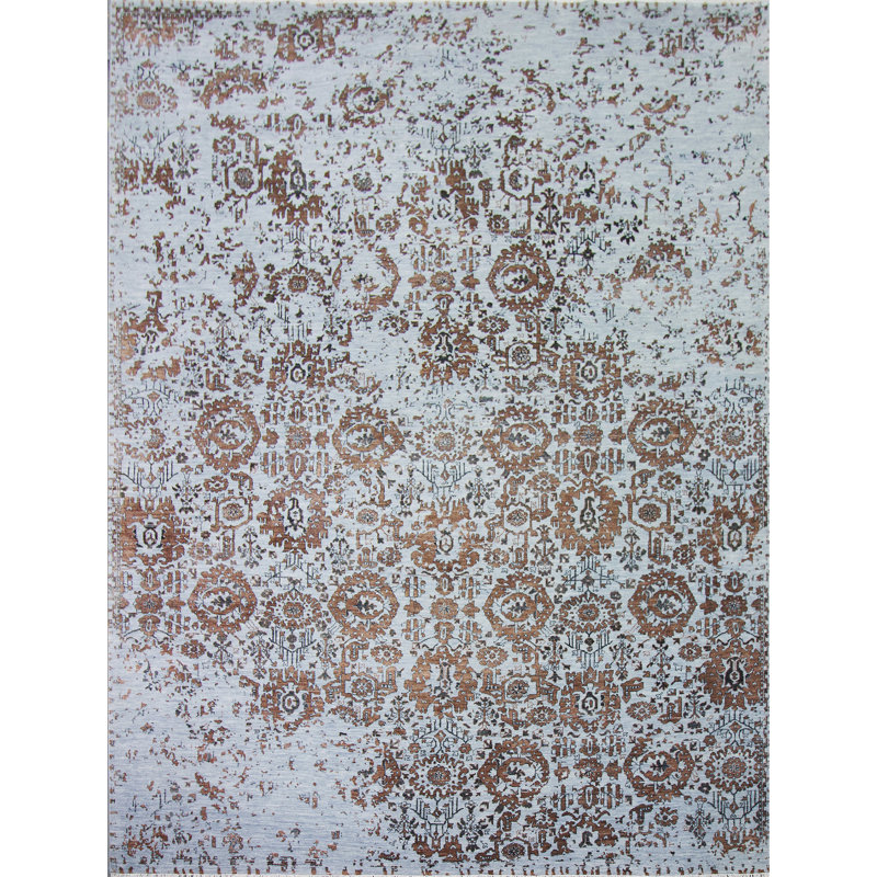 Floral Area Rug in Brown, Rectangle 10' x 14'