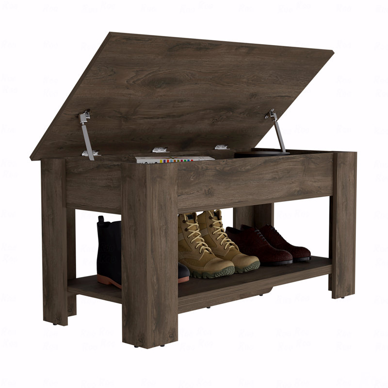Banc de rangement pour hall d'entrée de 36 pouces avec compartiment caché et support inférieur, Brun